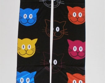 Cat Happy Kitten Patterned Printed Festival Tights Funky Quirky Vintage pop art Halloween alternative