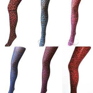 LEOPARD Printed Tights pop art Vintage retro Halloween 80&#39;s 90&#39;S patterned Animal Print One Size 70 Denier 6 x Colour Options