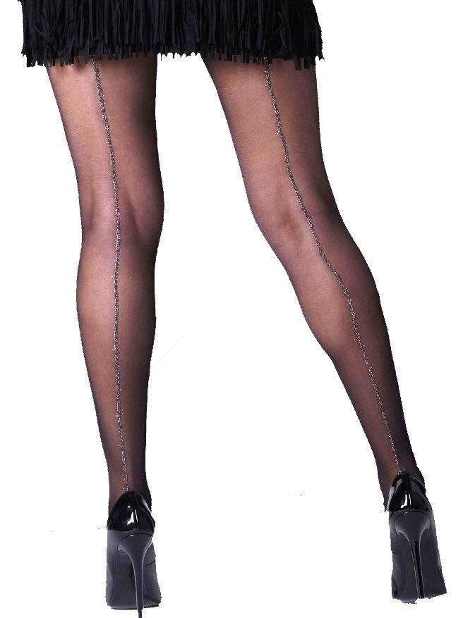 Women's Back Seamed Pantyhose Elegant Retro Vintage Black Sheer Tights  Ladies Retro Style 