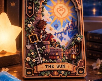 Carte de tarot diorama pixel Sora Kingdom Hearts « the sun »