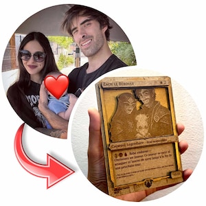 Carte en bois inspirée Magic The gathering - 100% personnalisée