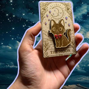 Carte de tarot Calcifer Jiji Haku en bois gravé