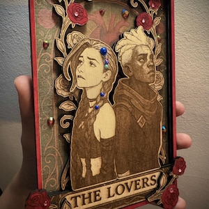 Carte de tarot en bois league of legends arcane Jinx Ekko  (the lovers)