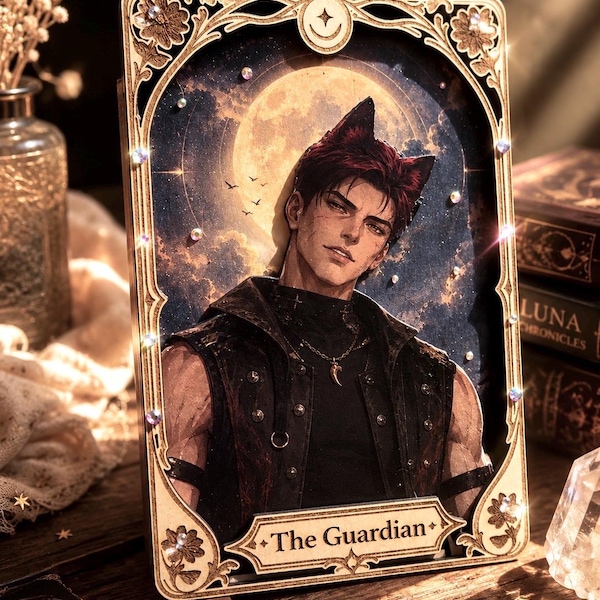 Carta dei tarocchi in legno Valko Love And Deepspace “Il guardiano”.