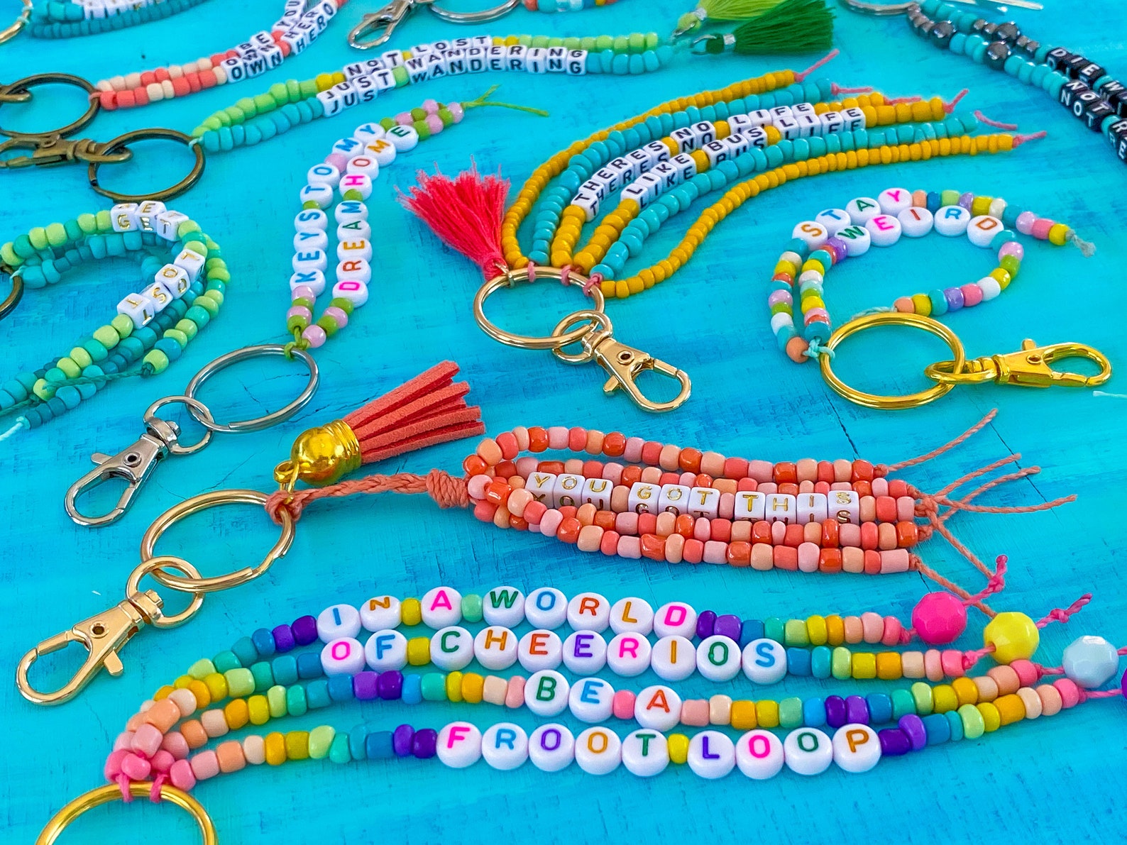 Beaded Keychain with Any Word or Phrase Etsy