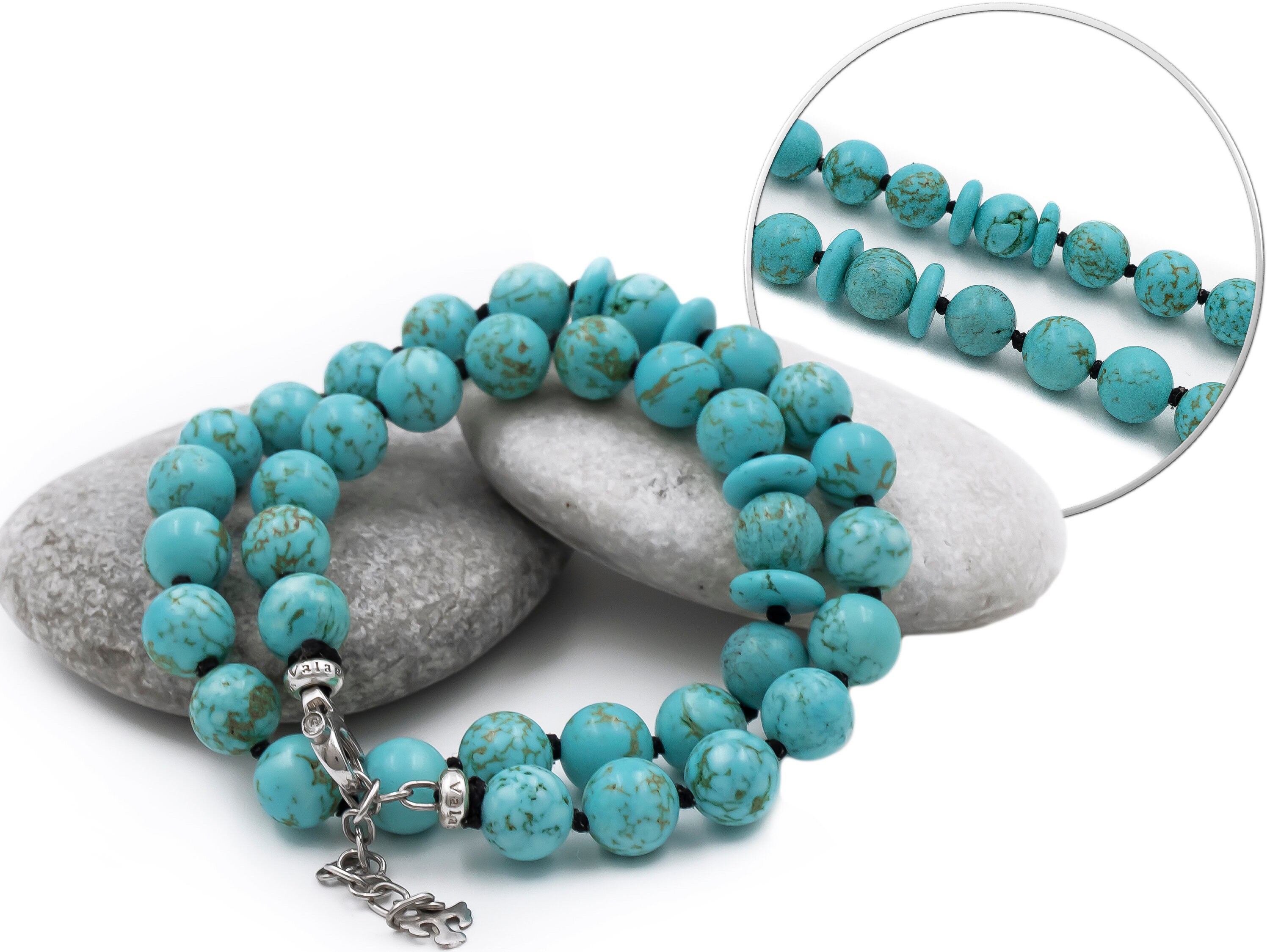 Collier Ras Du Cou Résine Fait Main Pendentif Turquoise Argent - Bijou Artisanal