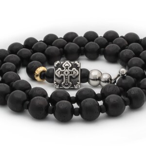 Sandalwood Beaded Cross Necklace for Men - Spiritual Meditation Jewelry, Stylish and Masculine