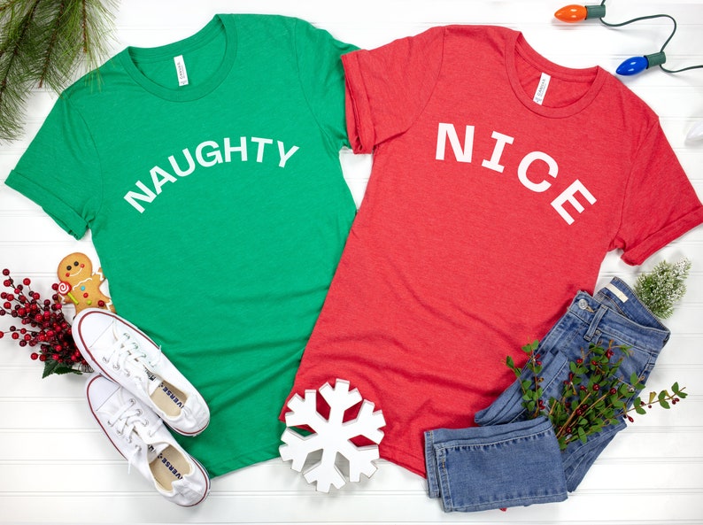 Christmas Couples Shirts Naughty and Nice Couples Shirts  Etsy