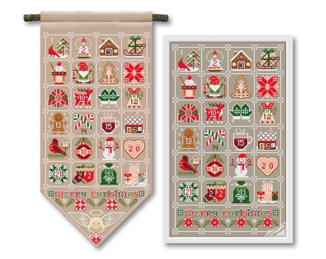 Advent Calendar Sampler Christmas Cross Stitch Pattern PDF Etsy