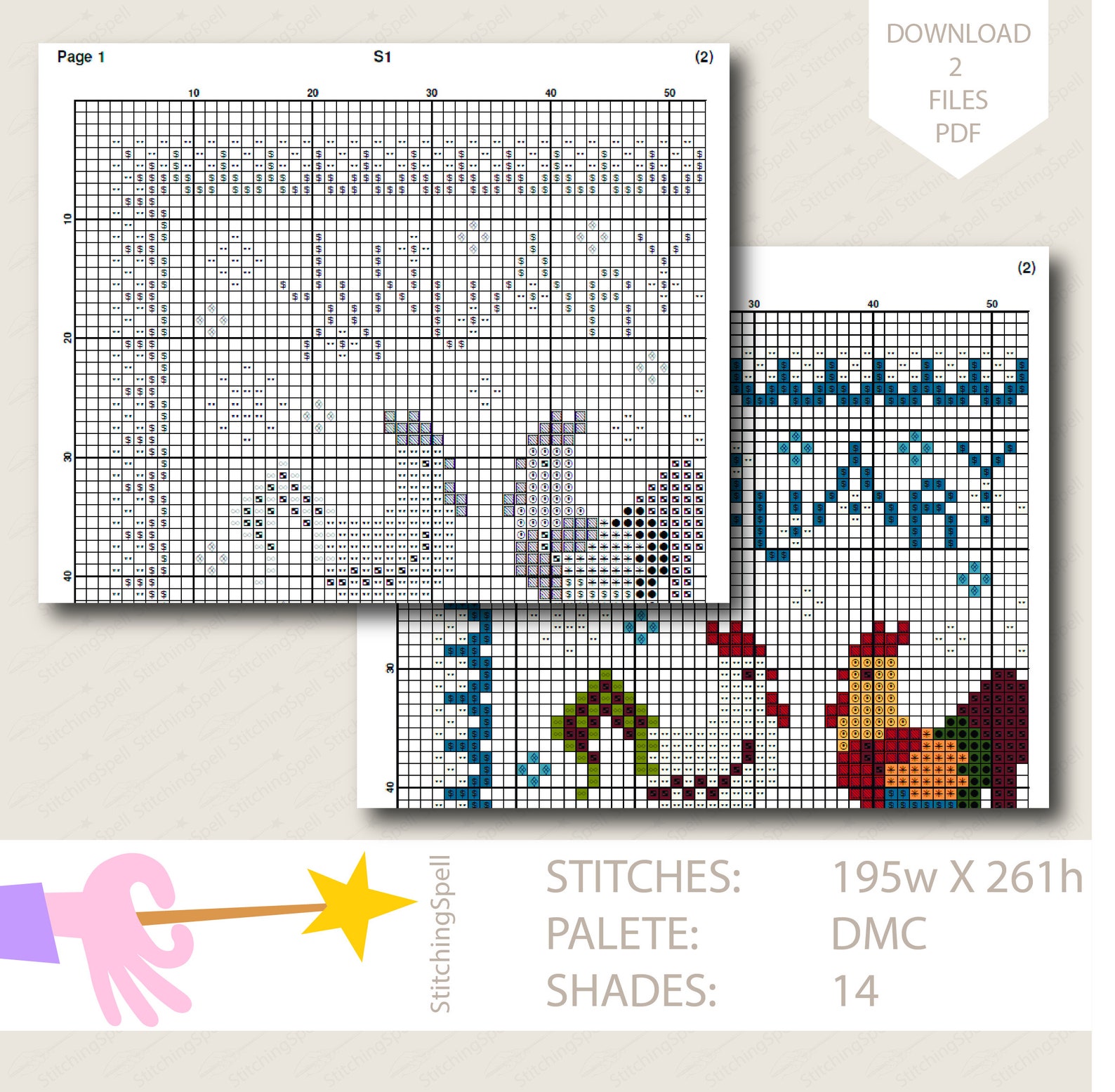 Cross Stitch Months Year Pattern PDF Primitive Modern Folk Etsy