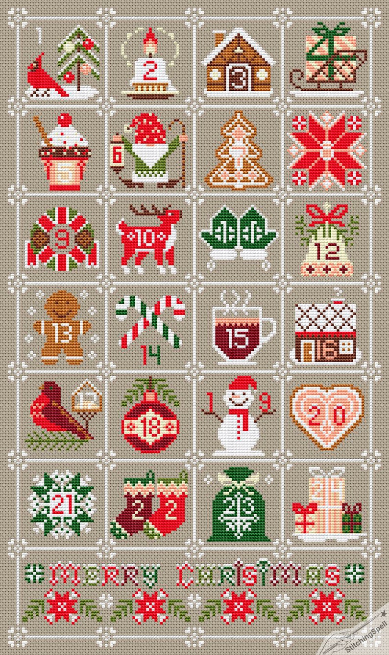 Advent Calendar Sampler Christmas Cross Stitch Pattern PDF Etsy