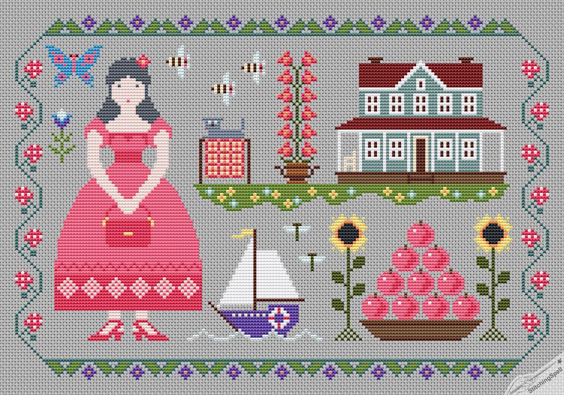 Summer Cross Stitch Pattern PDF Season Sampler Cross Stitch | Etsy