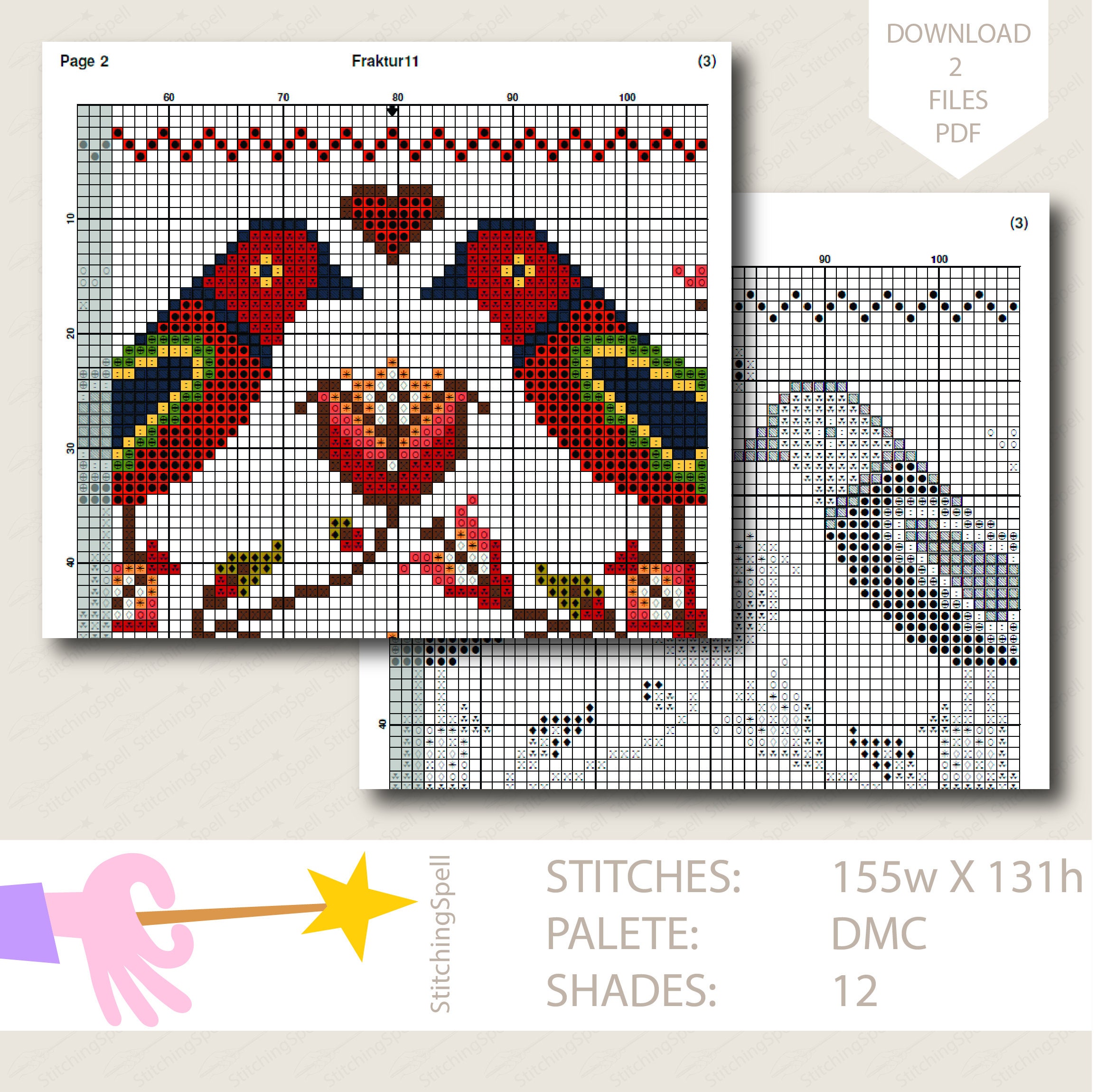 Fraktur Cross Stitch Pattern PDF Fraktur Birds Sampler Cross | Etsy