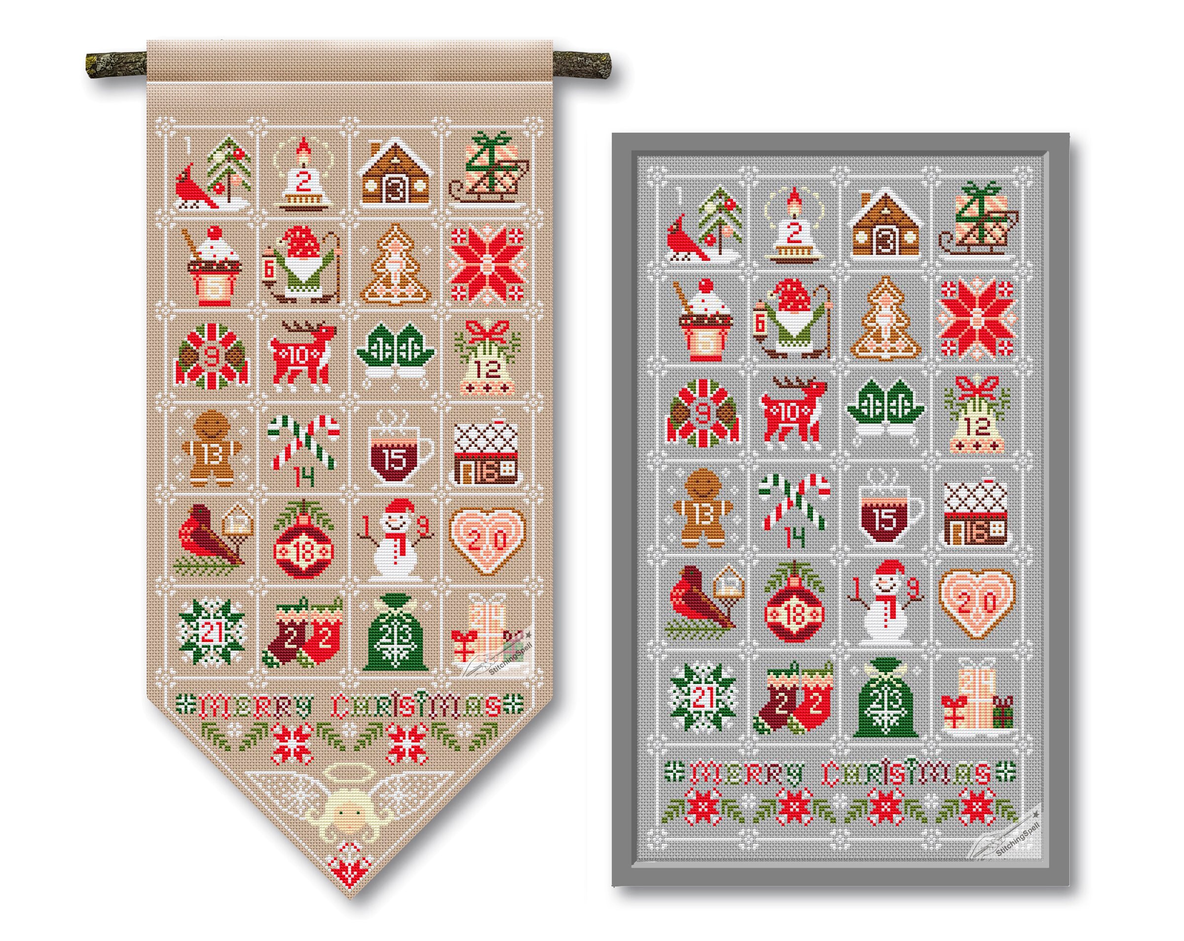 Advent Calendar Sampler Christmas Cross Stitch Pattern PDF Etsy