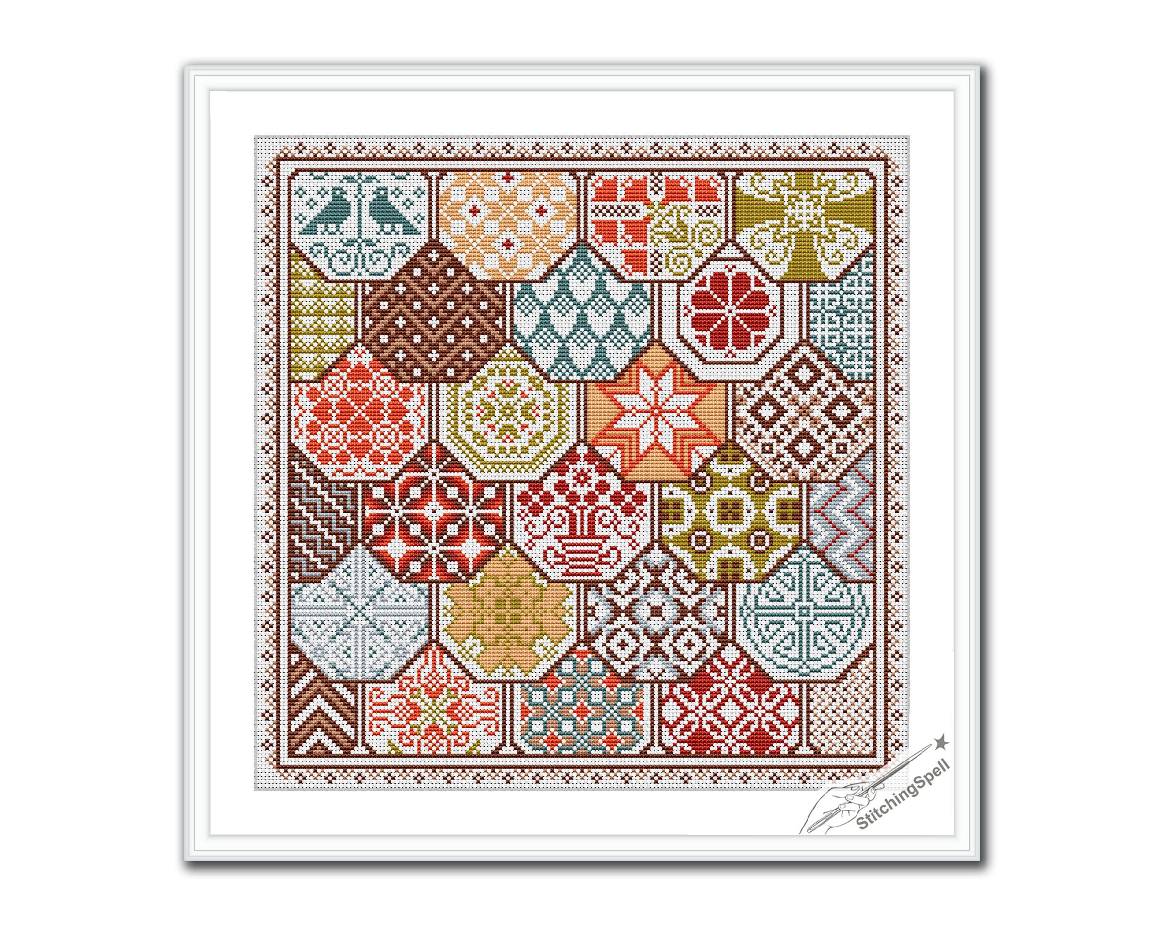 Modern Quaker Cross Stitch Pattern PDF Sampler patchwork Etsy