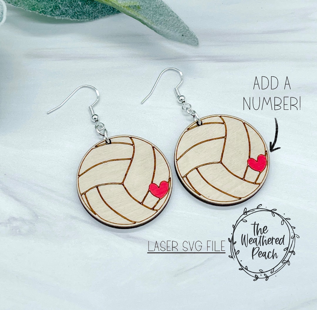 Volleyball Earring Svg, Lasercut, Laser Files, Laser Downloads, Ready