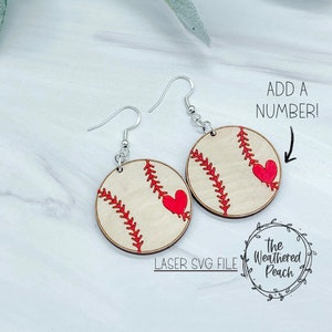 Baseball earring svg, lasercut, laser files, laser downloads, ready to cut, laser engrave, gameday svg, team sports svg, softball earrings