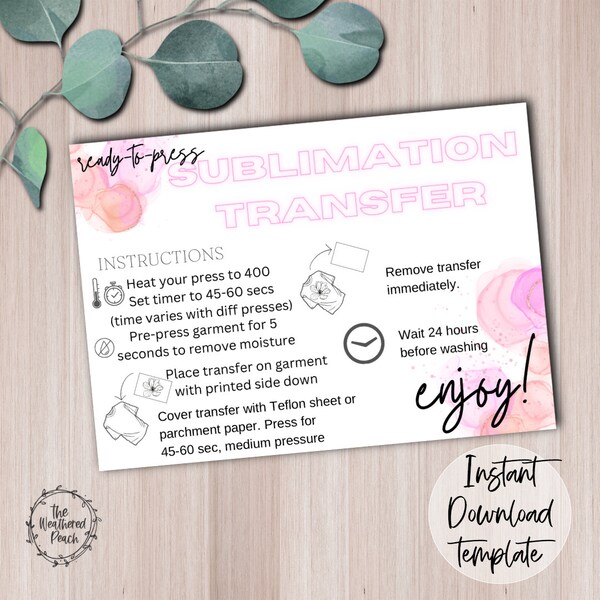 Editable sub transfer instruction card canva template for small Business customer packaging insert note print at home leave a review card