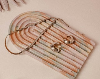 Concrete Arch Jewellery Tray Handmade / Rainbow tray / Decorative tray / Boho decor / Wedding party girl gift / Scandi Glasses Plate