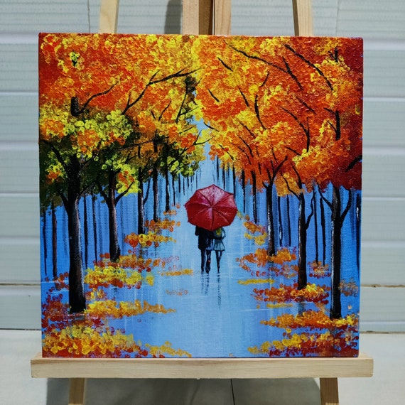 Pareja caminando bajo la lluvia / Pintura acrílica / Pintura - Etsy España Pareja caminando bajo la lluvia / Pintura acrílica / Pintura - Etsy España