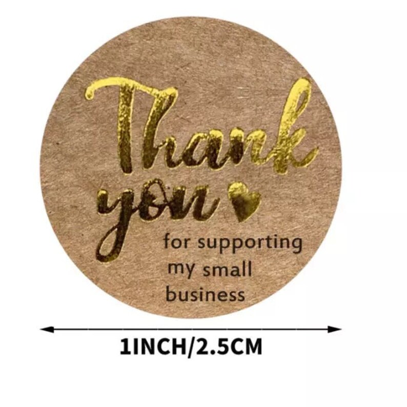 Thank You Stickers Gold Foil 1 Inch (25mm) Thank You Labels, Packaging ...