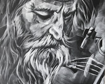 Warren Ellis portrait | original drawing | A4 | 210 X 297 mm | white pastel on black pastel paper
