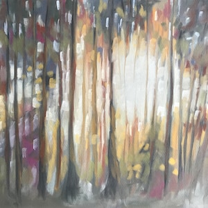 Trees at sunset | original painting | A3 | Pan Pastels on dark grey pastel paper