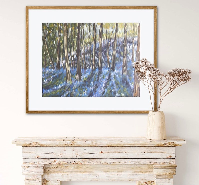 Glockenblumenholz, Shwarley Original Pastellbild 50 X 65 cm 50 X 60cm ungerahmt Pastell auf dunkelblauem Murano-Pastellpapier Bild 4