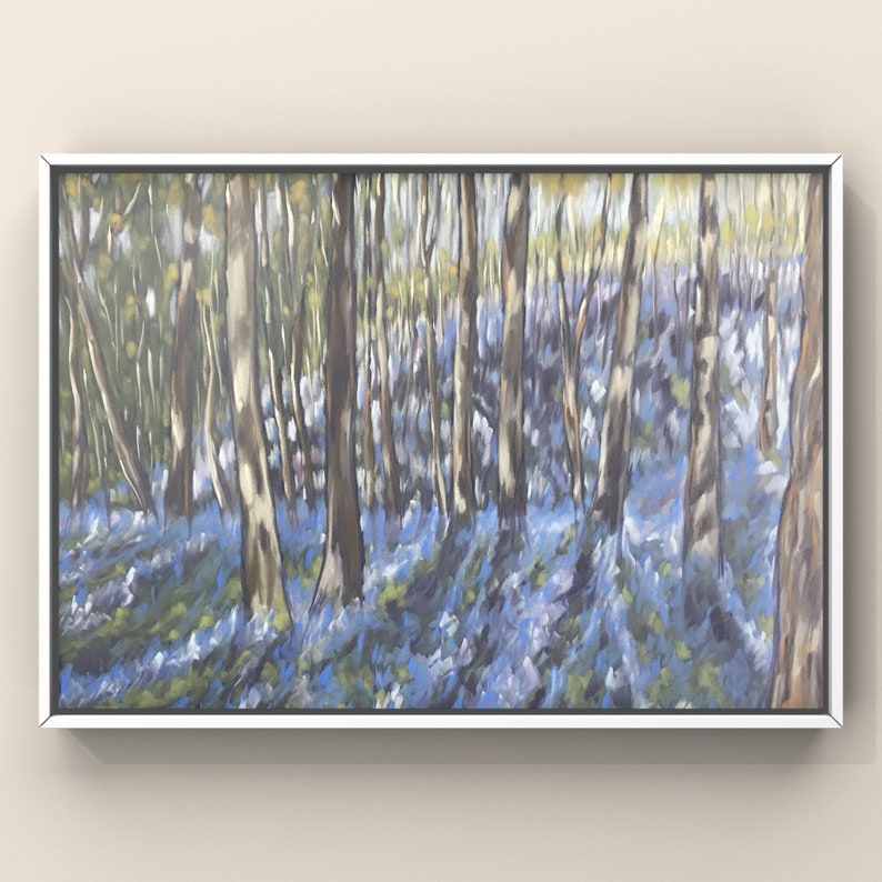 Glockenblumenholz, Shwarley Original Pastellbild 50 X 65 cm 50 X 60cm ungerahmt Pastell auf dunkelblauem Murano-Pastellpapier Bild 2