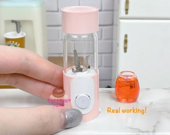 Miniature REAL Working Blender Pastel Pink : Miniature real cooking at tiny kitchen