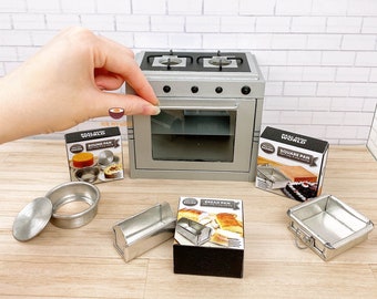 Miniature REAL Cooking & Baking Metal Oven Stove Pans Set | Miniature kitchen