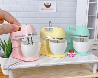 Miniatuur REAL Working Mixer 2in1 Hand en Stand Mixer in Pastel : Miniatuur echt koken &bakken in kleine keuken