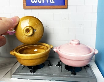Miniature REAL Cooking Ceramic Pot: Cooking Tiny Food | Miniature kitchen set