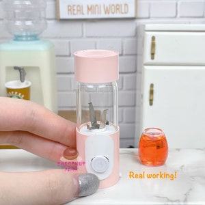 Miniature REAL Working Blender Pastel Pink : Miniature real cooking at tiny kitchen