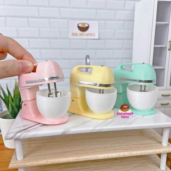 Miniatuur REAL Working Mixer 2in1 Hand en Stand Mixer in Pastel : Miniatuur echt koken &bakken in kleine keuken