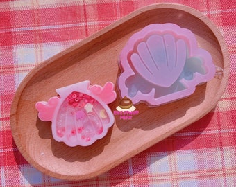 Resin Shaker Mold : kawaii mermaid shell wings resin silicone mould , resin craft supplies
