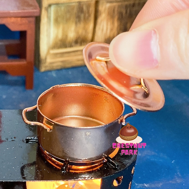 Miniature Cooking Stove Pan Utensil: Cooking Tiny Food Miniature kitchen set copper pan