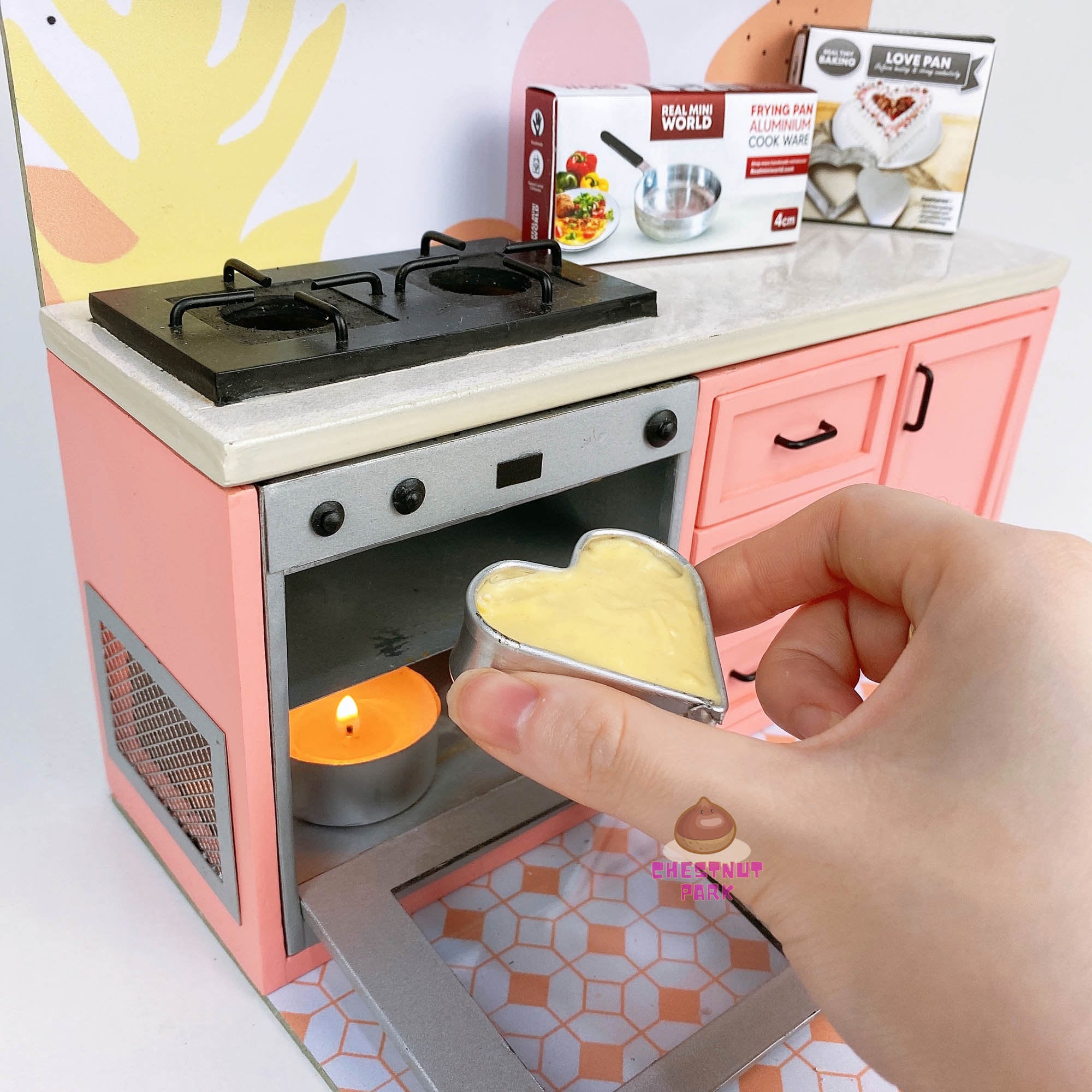 Mini 2in1 REAL Baking & Cooking Kitchen Set Minimalist Peach