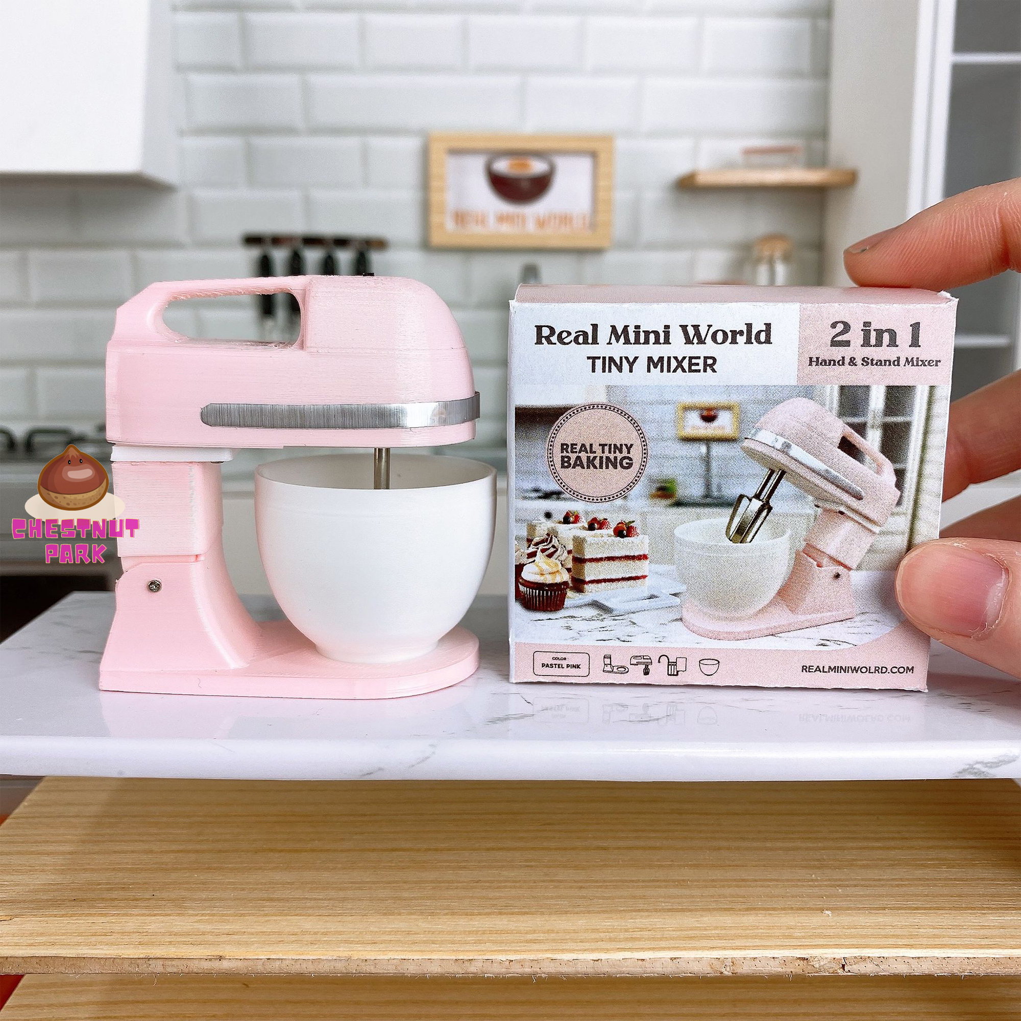 Miniature REAL Working Mixer 2in1 Hand and Stand Mixer in Pastel