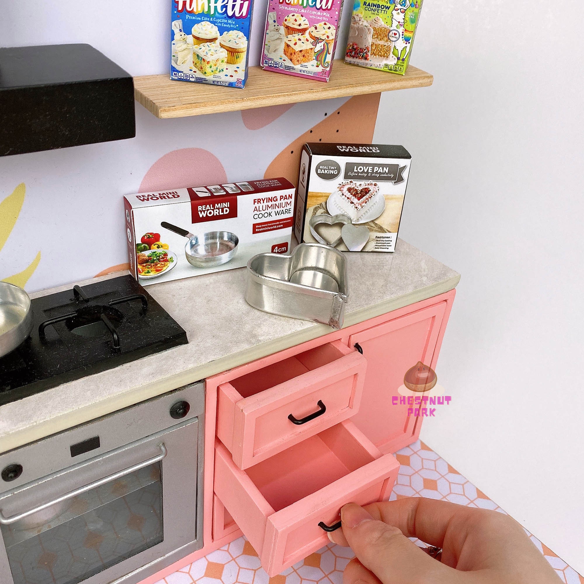 Mini 2in1 REAL Baking & Cooking Kitchen Set Minimalist Peach