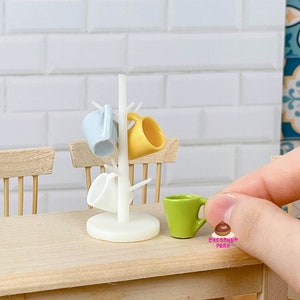 Miniature Mug & Rack 5 pcs Set: Miniature real cooking at tiny kitchen