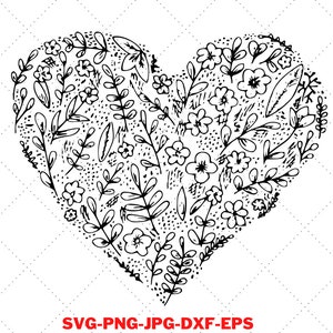 Heart Flowers SVG - Flower Svg - Heart Svg - Love Svg - Clip Art - Image Files - Digital files - Download  files - Svg - Png - Eps - Jpg Dxf