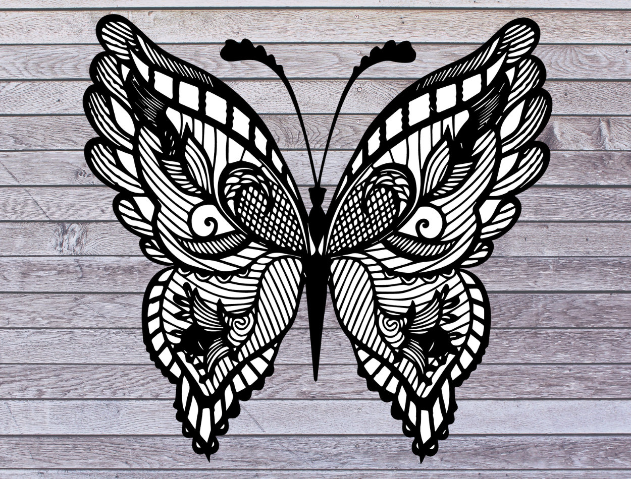 Beautiful Butterfly Mandala SVG Butterfly zentangle vector Etsy