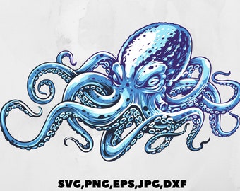 Octopus svg  Octopus cut file  Octopus design t shirt vector  evil dangerous kraken digital file PNG EPS png sea monster download file