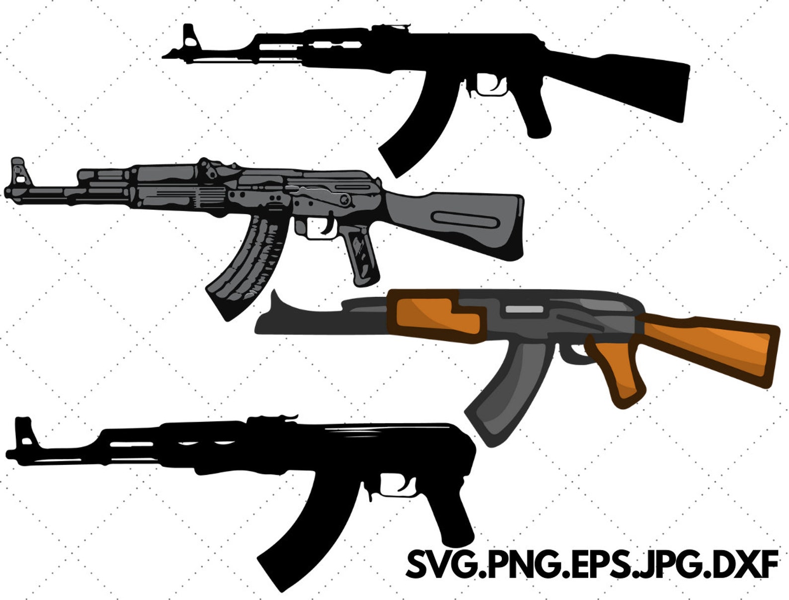 Ак 47 Svg ak47 пулемет Калашников Gun Vector AK47 1 - изображение.