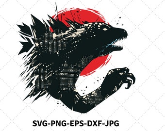 Monster godzilla SVG - Godzilla SVG - svg cutting file,  clipart,  silhouette,    dxf, png,  Digital files , Tshirt Printing Cut File SVG