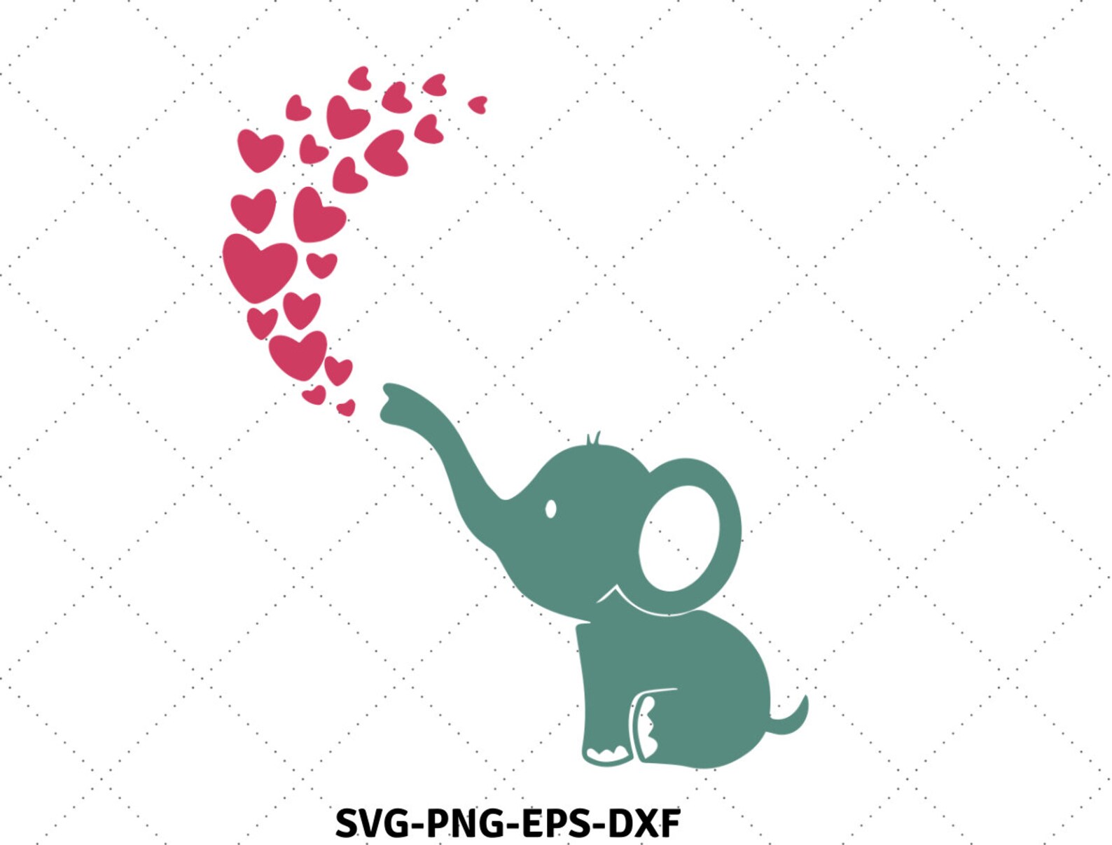 Cute Elephant Svg Elephant SVG Hearts Clip Art Image | Etsy