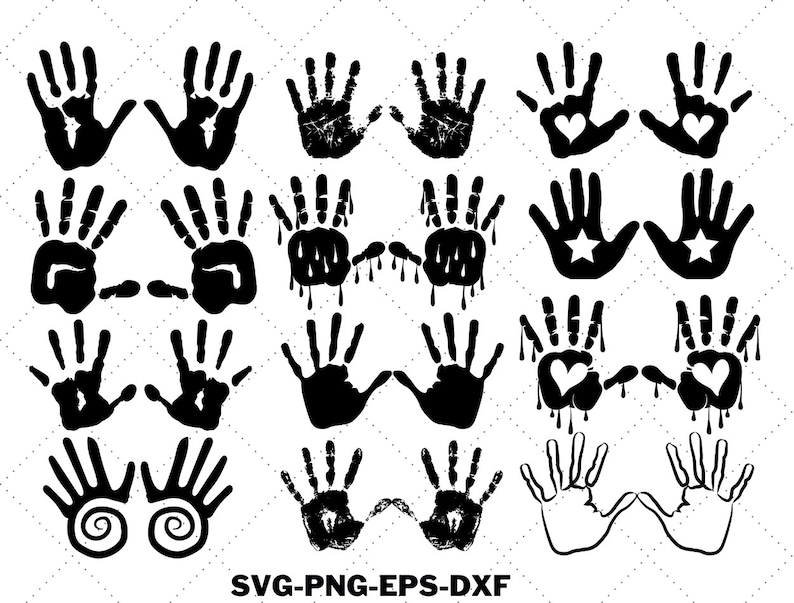 Download Clip Art Clip Art Bloody Handprint Svg Eps Image Files Hand Svg Digital Files Dxf Svg Hand Print Bundle Svg Png Download Files Art Collectibles