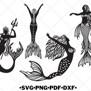 Mermaid Svg - Mermaid bundle Svg - Png - Jpg - Eps - Dxf - Svg - Digital files - Print t-shirt - cricut and silhouette - Clip - Art Active