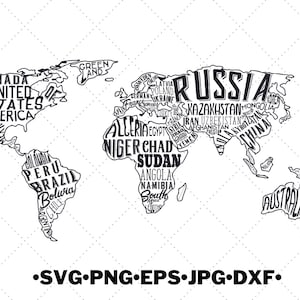 Global Map Plotter - Weltkarte Collage Plotter - Png - Jpg - Eps - Dxf - SVG - Digitale Dateien - Print t-shirt - Cricut und Silhouette - Clip - Art